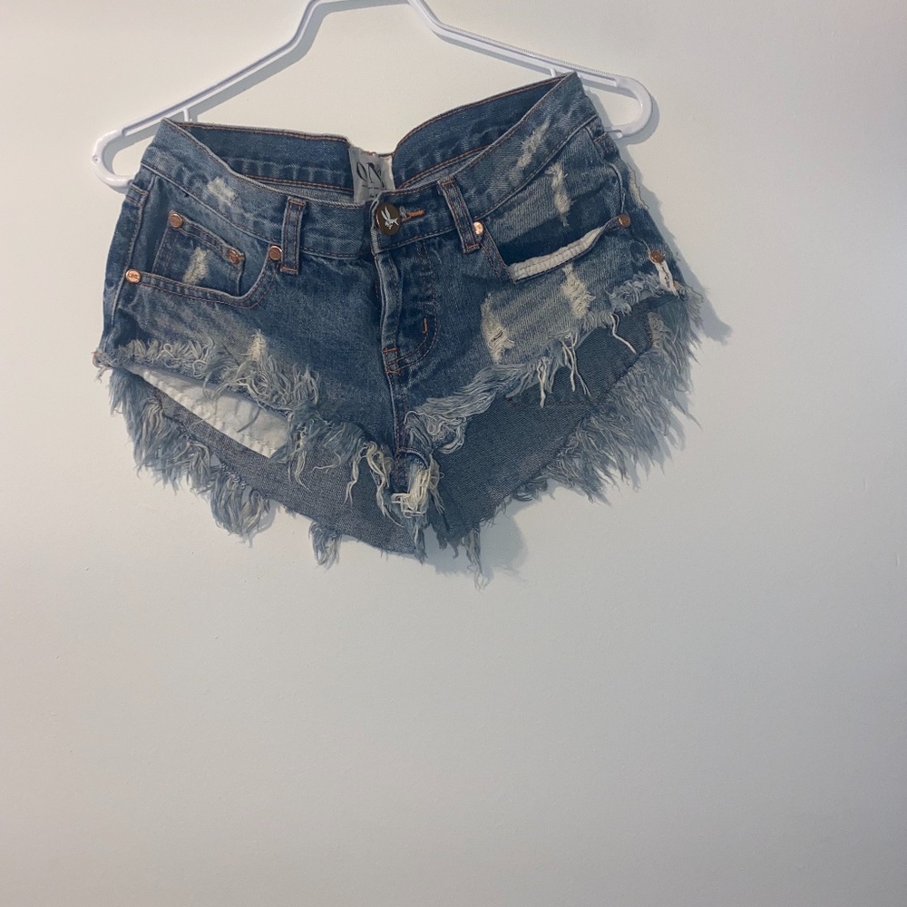 One Teaspoon Blue Ripped Jean shorts